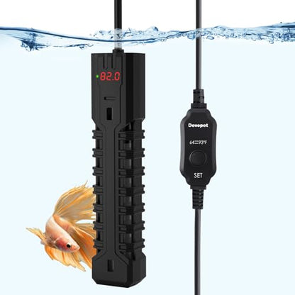 200W Aquarium Heater, Adjustable Fish Tank Heater, with Digital Display, Overheat Protection & Dry Run Protection, for 20-40 Gallon Water - size: For 20-40 Gal