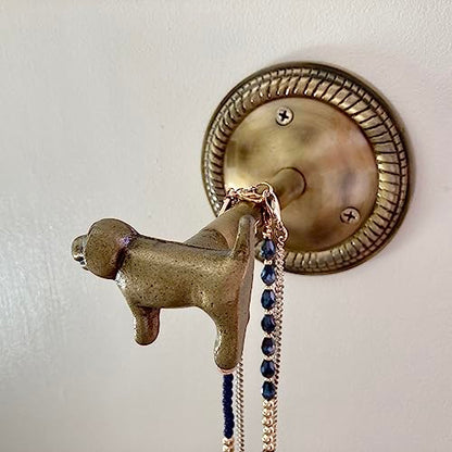 Animal Hook, Curtain Hold Back, Tie Back, Jewellery Hook, Antique Brass, Iron (Dog) - style: Dog