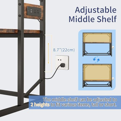METYERRY 40 Gallon Fish Tank Stand with Power Outlet,Adjustable Shelf | 660 LBS Heavy Duty Metal Frame, Fits Fish Tanks Reptile Tanks and Turtle Tanks, Water Resistant Board, Home Aquarium Setup - color: Rustic Brown, size: 40 Gallon