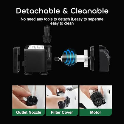 GROWNEER 2 Packs 550GPH Submersible Pump 30W Ultra Quiet Fountain Water Pump, 2000L/H, with 7.2ft High Lift, 3 Nozzles for Aquarium, Fish Tank, Pond, Hydroponics, Statuary - size: 550 GPH 2 Pack
