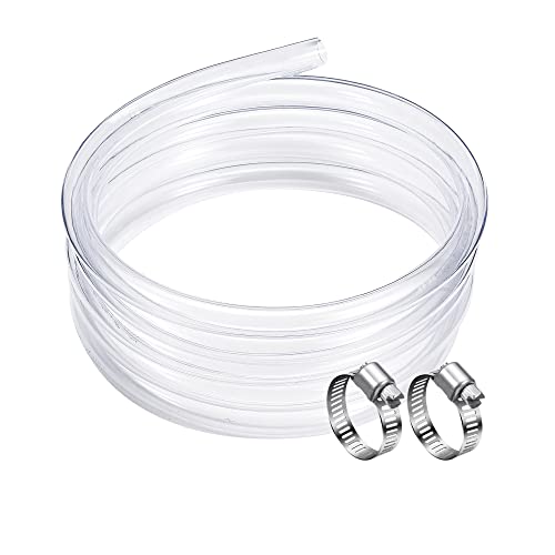 DAVCO 1/2" ID - 10 ft Clear Vinyl Tubing, Low Pressure Flexible PVC Tube, Heavy Duty UV Chemical Resistant Lightweight Plastic Vinyl Hose, BPA Free and Non Toxic, with 2 Stainless Clamps - size: 1/2"ID, style: 10 Feet