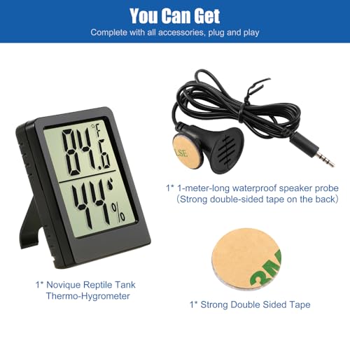 Reptile Thermometer Hygrometer LCD Digital Terrarium Thermometer and Humidity Gauge 2-in-1 Temperature and Humidity Monitor for Reptile Snake Tank Accessories Pet Rearing Box Bearded Dragon
