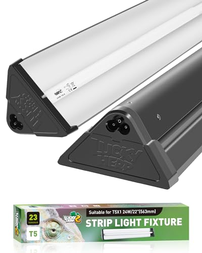 LUCKY HERP T5 Reptile Light Fixture Combo Kit 24W (New Upgrade), UVB Reptile Light Fixture with Desert UVB 10.0 22" Fluorescent Tube, UVA UVB Reptile Light for Lizard, Bearded Dragon, Tortoise - size: 22 Inch