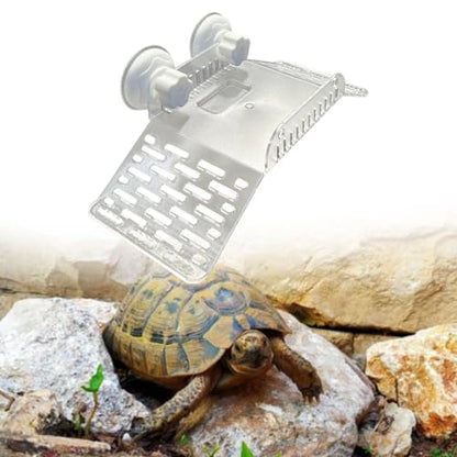 Reptile Resting Platform for Turtles with Suction Base for Aquatic Environments, Translucent Bridge - color: Translucent Bridge