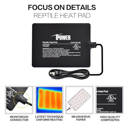 iPower 6x8 Inch Reptile Heat Pad Under Tank Heater, Energy-Efficient & Waterproof Design Terrarium Warmer Mat for Turtles, Lizards, Snakes, 2 Pack - size: 6 X 8 Inch, style: 2 Pack Heat Pad