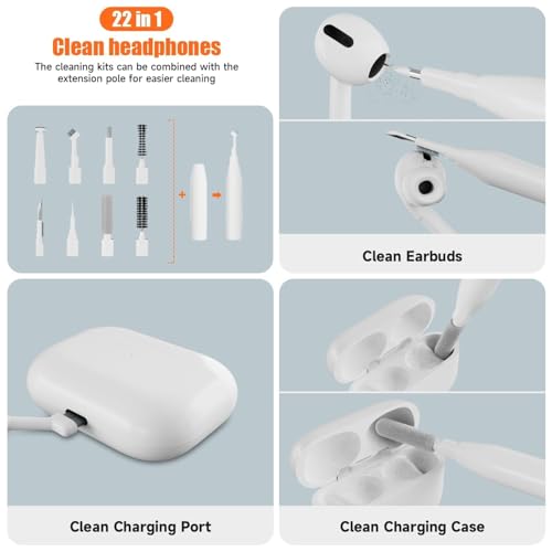 Laptop Cleaning Kit Keyboard Cleaner Brush, 22-in-1 Laptop Cleaner Tool | Multi-Function, for MacBook, Phone, Headphone, Earbuds, Camera Lens and Other Electronic Device, All-in-one with Upgrade