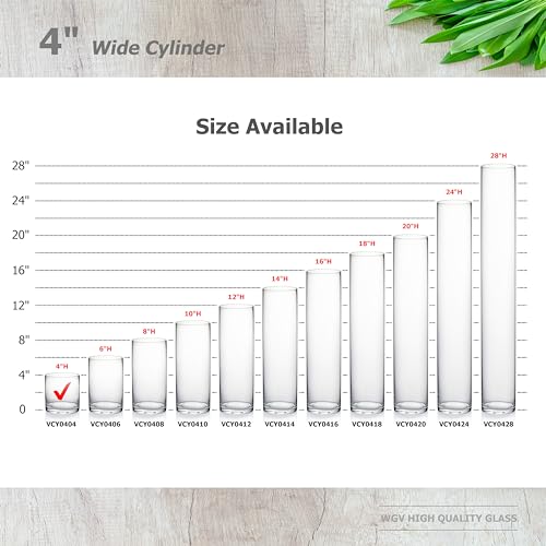 WGV Cylinder Vase, 4" W x 4" H, Floral Container, Glass Candle Holder Centerpiece Planter Terrarium for Wedding Party Event, Home Office Decor, Clear, 1 Piece - size: 4"x4"H