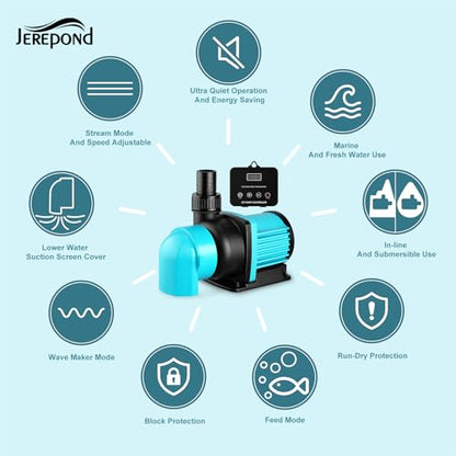 2350GPH 75W Aquarium Return Pump With LCD Display Controller - DC 24V for Saltwater Freshwater Fish Tank, Sump - 20 Speeds ECO Quiet Submersible and Inline - style: 2350GPH 75W