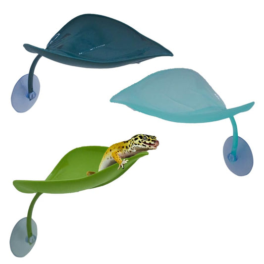 3PCS Leaf Crested Gecko Hide, Wall Crawling Gecko Toy, Gecko Tank Accessories，Turtle Tank Decorations, Reptile Leaf for Crested Gecko, Tree Frog, Leopard Gecko (3-Color Combo)
