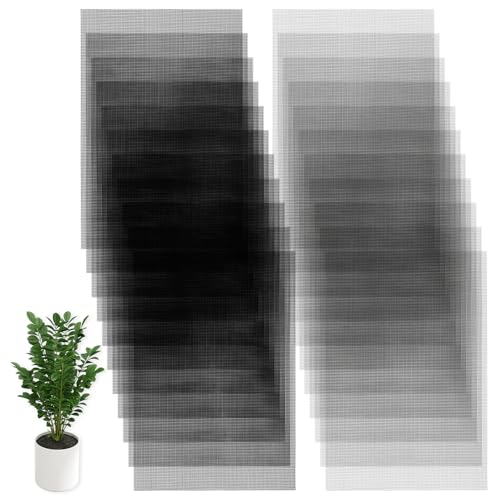 20 PCS Terrarium Mesh for Drainage, 11.8 X 7.8 Inches Eye Mesh, Plant Pot Drainage Mat, Prevent Soil Loss, Suitable for Potted Plants, Gardening Gifts for Friends (Black + Gray)