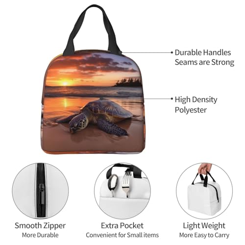 Insulated Lunch Bag Sea turtle sunset Lunch Box for Women Men Reusable Leakproof Lunch Cooler Bag for Office Picnic - color: Sea Turtle Sunset