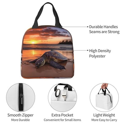 Insulated Lunch Bag Sea turtle sunset Lunch Box for Women Men Reusable Leakproof Lunch Cooler Bag for Office Picnic - color: Sea Turtle Sunset