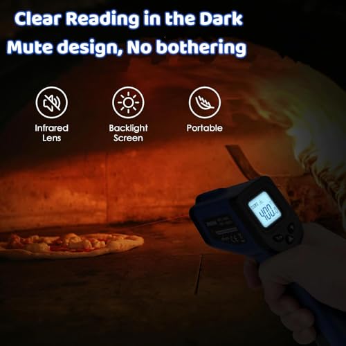Infrared Thermometer Gun for Griddle, Digital Laser Temperature Thermometer | -58℉~1022℉ IR Thermometer Gun for Blackstone Pizza Oven Deep Frying Other Daily Uses with Hard Carrying Case (NOT for Human) - color: Blue