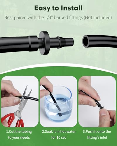 Pawfly 25 ft. Drip Irrigation Tubing, 1/4 Inch Blank Distribution Tubing for Drip Irrigation System, PVC Drip Irrigation Line Hose Roll, Drip Irrigation Part for Garden Watering, Black - size: 25 FT 1/4" PVC Drip Irrigation Tubing