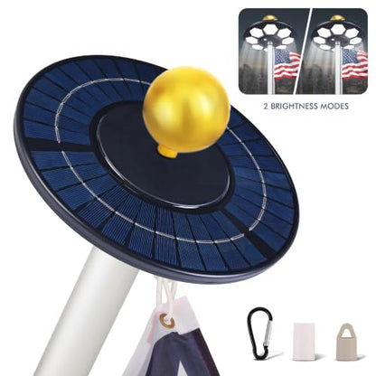 Solar Flag Pole Light, 160 LED 2000Lumens, 16 H Lighting for 15-30 Ft Poles | Solar Powered, 4000 mAh, Full Flag Coverage, IP65 Waterproof, Dusk to Dawn Auto On/Off, Multi-Angle, Rechargeable, White - color: Black