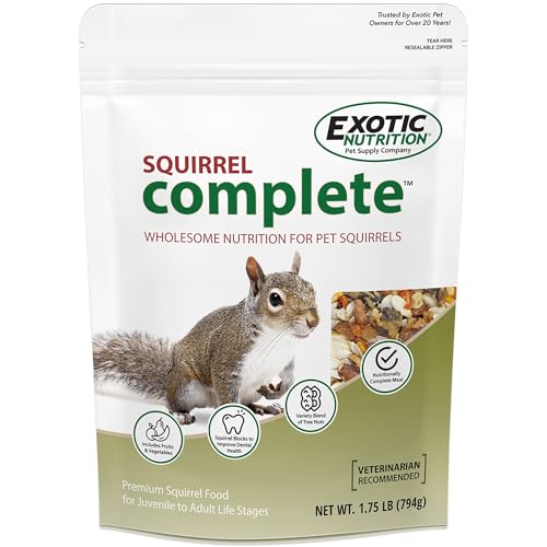 Exotic Nutrition Squirrel Complete (1.75 lb.) - Healthy Natural Food - Nutritional Diet for Pet & Captive Squirrels - Ground, Grey, Flying Squirrels, & Chipmunks - size: 1.75 Pound (Pack of 1)