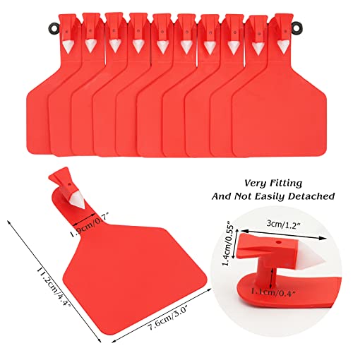 50 Pcs Cattle Ear Tags Blank One-Piece Z Tags for Cattle (Red) | Ear Tags for Cow, Goat, Sheep, Calves, Horse, Hog, Dog, Pigs, Farm Livestock & Animal ID Identification Management Tags - color: Red