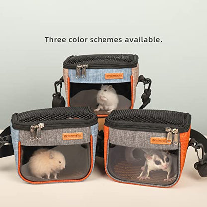Sugar Glider Carrier Bag, Transparent Breathable Travel Bag for Hamster, Gecko,Baby Hedgehog, Transport Pouch with Breathable Mesh Top (Blue) - color: blue