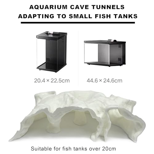 LIYAOLI Aquarium Ornaments Cave Tunnel with Viewing Ports | Fish Tank Decoration Hideout for Pleco, Shrimp & Corydoras | Substrate-Friendly Design & Sinking Base (S - White) - color: S - White