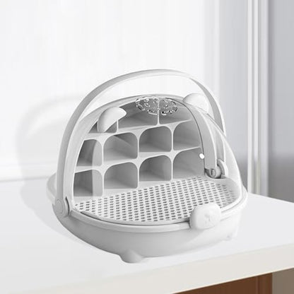 Silkworm Growth Box Reptile Feeding Container Small Animal Breeding Habitat Hatching Terrarium- Gray