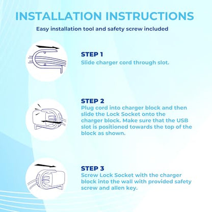 Charger Lock for Ailkin Dual, FiveBox Chargers Anti-Theft & Tug-ProofChild-Safe Charger Lock System A Safety Device to Lock Your Charger to Wall Plate via Security Screw. Made in USA