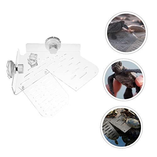 Happyyami Turtle Terrace Clear Tortoise Tank Terrace Amphibian Turtle Fish Turtle Leaf Platform Frog Decor Turtle Tank Platform Turtle Tank Accessories Floating Platform Water Turtle Acrylic