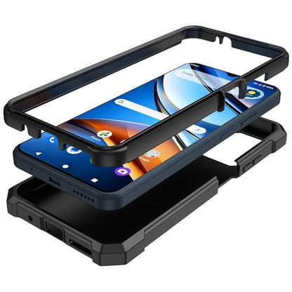 for Cricket Icon 2026 U656AC Slim Tough Hybrid Cover Phone Case + Extreme Band (Black) - color: Black