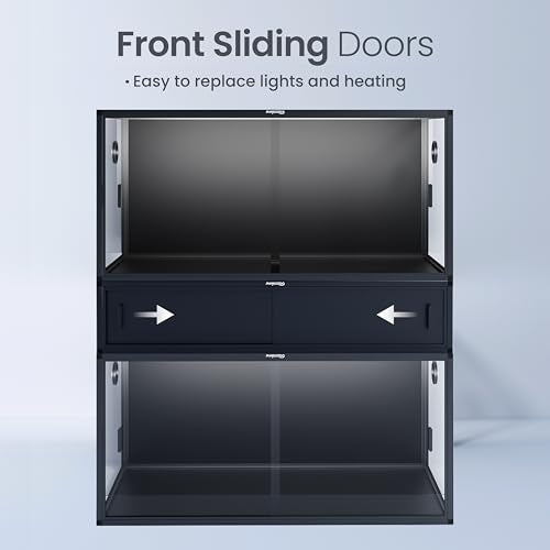 48" Reptile Terrarium Spacer Cabinet, Stand for 85/120 Gallon Enclosures, Black, PVC/Aluminum/Plastic, Reptile Stand, Cabinet, Snake Terrarium - color: Ultimate Black, size: 48x24x10 inch