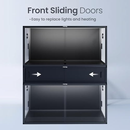48" Reptile Terrarium Spacer Cabinet, Stand for 85/120 Gallon Enclosures, Black, PVC/Aluminum/Plastic, Reptile Stand, Cabinet, Snake Terrarium - color: Ultimate Black, size: 48x24x10 inch