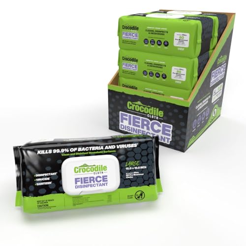 Crocodile Cloth Fierce Disinfecting Cleaning Wipes, 8 Packs, 640 Count | Multi-Surface Disinfectant For Kitchens, Bathrooms, Offices & Schools - size: 80 Count (Pack of 8)