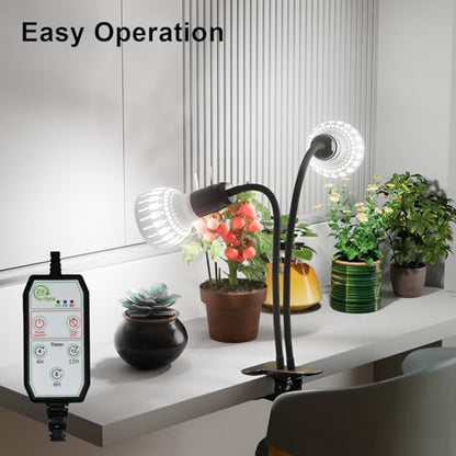 Grow Light,24W (160Watts Equiv) 5000K White Full Spectrum LED Growing Lamp Clip on Desk for Indoor Plants,Bulbs Replaceable & Non-dimmable (Black, 160W) - size: 160W