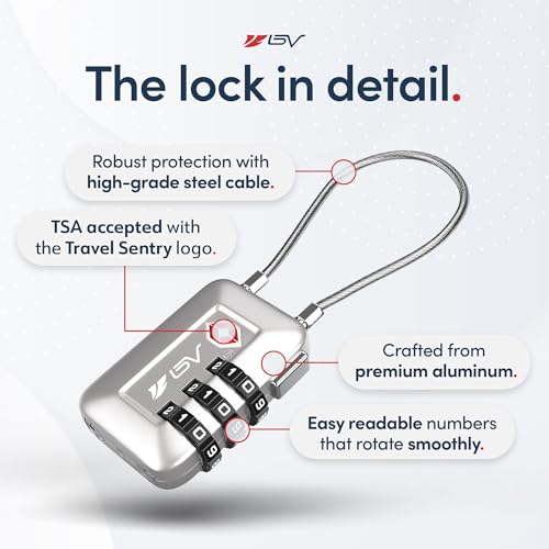 TSA Accepted Luggage Travel Lock, Set-Your-Own Combination Lock for School Gym Locker, Luggage Suitcase Baggage Locks, Filing Cabinets, Toolbox, Case (Silver, 4 Pack) - color: Silver 4-Pack