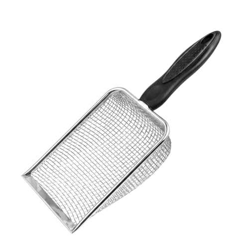 Fine Mesh Cat Litter Scoop Stainless Steel Sifter with Handle | 8-Mesh Fine Grid Cat Litter Scoop with PP Handle; Fast Sifting for Clumping Litter; for Cat Litter & Reptile Sand Cleaning