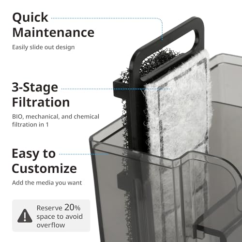 NICREW Slim Aquarium Filter, Quiet Fish Tank HOB Filters for up to 5 Gallon Aquariums, Adjustable Flow, 42 GPH, 3W