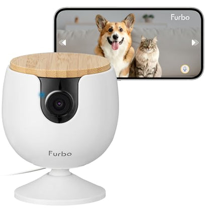Furbo Mini Pet Camera [No Monthly Fee] | 130° Wide View, Barking/Meowing Alerts, 2-Way Audio, Night Vision, Mountable Design, Pet Monitoring, No AI Alerts or Rotation - style: Mini Camera
