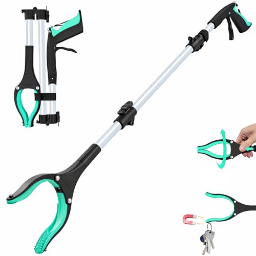 Grabber Reacher Tool - 43” Extra Long Foldable Gripper and Reaching Tool - Heavy Duty Pick Up Stick Grabbers for Seniors, Trash, Surgery Recovery Must Haves Gifts (Green-43in) - color: Green-43in