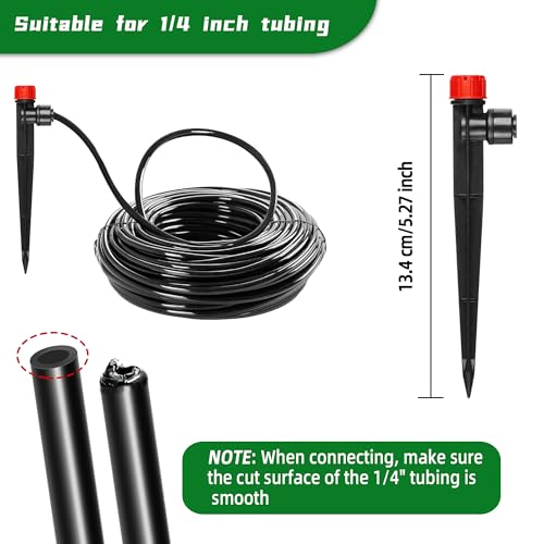10PCS Push-to-Fit Drip Irrigation Emitters for 1/4 inch Irrigation Tubing, Adjustable 360 Degree Drip Emitter Sprayer with Stake, Irrigation Dripper Sprinklers for Drip Irrigation System - size: 10PCS Drip Irrigation Emitters Sprayer
