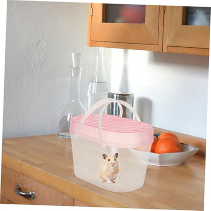 2pcs Small Pet Carriers Portable Hamster Cages Reptile Containers Medium Pink Handheld Outdoor Travel Turtle Boxes