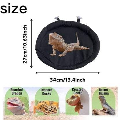 Bearded Dragon Bed, Mat for Car Lizard Sleeping Bed Adsorbed on Glass Jar Cushion Washable for Travel Reptile Tank Accessories Small Animal Carrier for Lizard Leopard Gecko (Black) (Black)