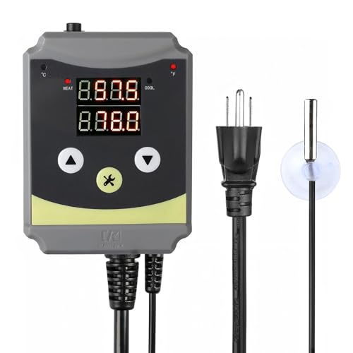 Refrigeration and Constant Temperature Control,Reptile Thermostat Temperature Controller,Digital Heat Mat for Seed Starting,Plant Germination,Incubator,Brooder, Brewing,Cooling Devices,-4-176°F,1000W