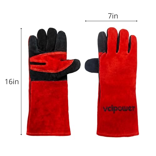 vclpower Animal Handling Gloves Size L Fit for Men & Large Hands Bite Proof Double Leather Reinforced Padding Dog,Cat Scratch,Bird Handling Falconry Gloves Grabbing Reptile Squirrel Snake Bite 16in | Size L Fit for Men & Large Hands - size: L