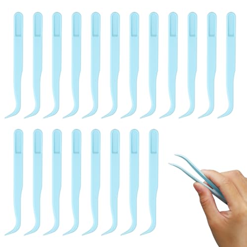 Plastic Tweezers 20 PCS,Plastic Tweezers for Crafts for Kids Crafts & Jewelry Making, DIY Beadwork, Sticker Application, Reptile Feeding, Baking Decor,Blue,4.5 Inch