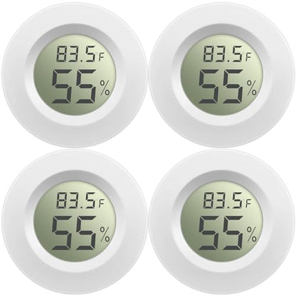 Weewooday 4 Pcs Mini Hygrometer Thermometer Digital LCD Monitor Indoor/Outdoor Room Humidity Meter Temperature Gauge for Greenhouse Garden Reptile Incubator Cellar ℉/℃ (White) - size: White