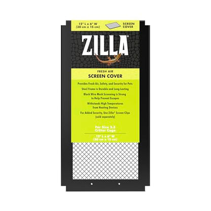 Zilla Fresh Air Screen Cover, Secure and Durable Metal Mesh Cover for Reptile Terrariums, 12 x 6 Inches | Secure and Durable Metal Mesh Cover for Reptile Terrariums - size: 12" x 6"