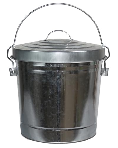 Plastic Prince 6 Gallon Metal Bird Seed Storage Can with Locking Lid Rodent Proof Galvanized Feed Bin for Bird or Chicken Food Bucket