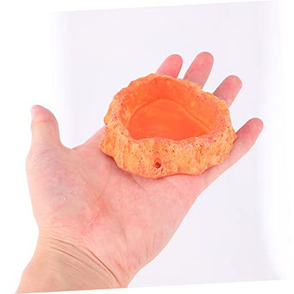 SUPVOX Reptile Feeding Bowl Thick Non-Skid Food Dish for Lizard and Turtle Odorless Water Storage Container Smooth Surface for Easy Cleaning for Crawling Pets Orange