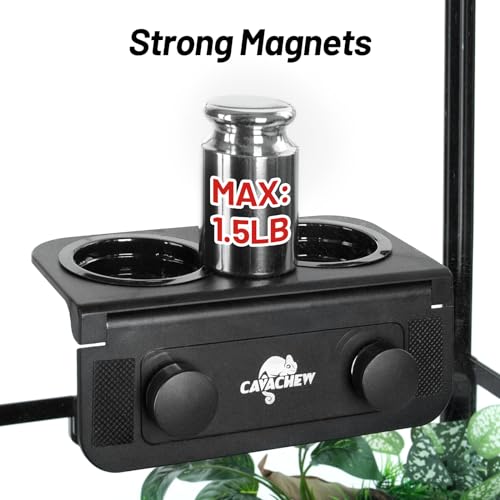 Magnetic Gecko Feeding Ledge, ABS Foldable Reptile Feeder Ledge with 6pcs Plastics Cups, 2 in 1 Reptile Food Water Dish, Terrarium Bowl for Chameleon Iguana, Strong Magnets, Easy to Clean
