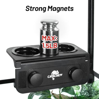Magnetic Gecko Feeding Ledge, ABS Foldable Reptile Feeder Ledge with 6pcs Plastics Cups, 2 in 1 Reptile Food Water Dish, Terrarium Bowl for Chameleon Iguana, Strong Magnets, Easy to Clean