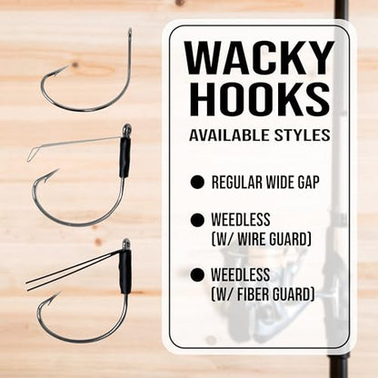 Reaction Tackle Wide Gap Wacky Hooks, Weedless Worm Hooks for Bass, High Carbon Steel Hooks for Stick Worm Soft Plastics, Neko Rig and Finesse Fishing (25-Pack) - size: #2/0 Standard