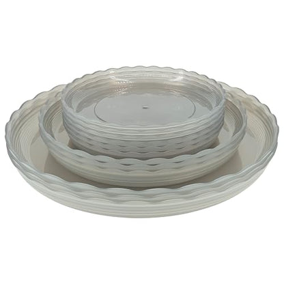 12Pcs Clear Plant Saucer, 6 8 10 Inch Durable Plastic Plant Tray, Round Plant Pot Saucers, Drip Tray for Indoor and Outdoor Garden, Grey - color: Grey(6" 8" 10")
